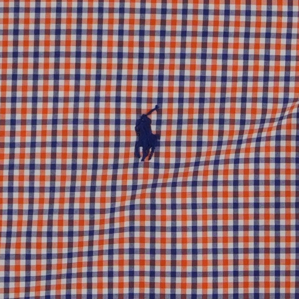 Polo Ralph Lauren Shirt Top Womens Size XL Orange Navy Ruffle Collar Upcycled - Picture 4 of 9